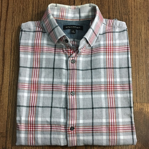 Banana Republic Grey/Red Flannel Shirt - Picture 2 of 3